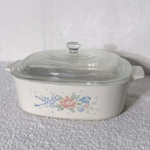Vintage Corningware Symphony Casserole Dish With  Clear Lid A-2-B 2L
